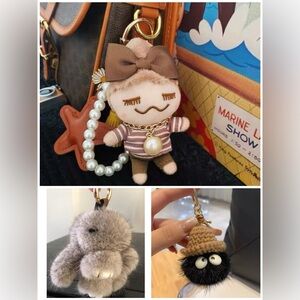【bundle sale】Plush Keychain with Pearl Accents reefur bag charm rabbit